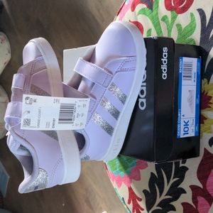 Lavender and Silver Adidas Shoes